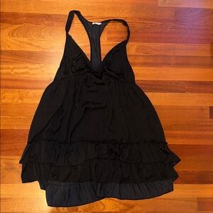 Free People Black slip with Racerback and Ruffled Hem